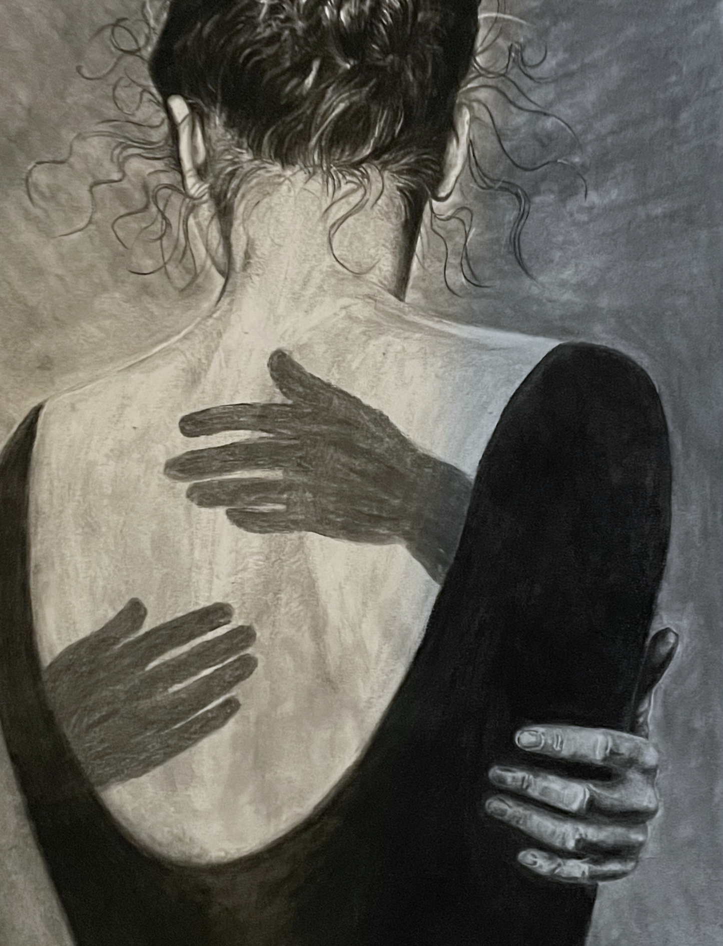 Original Charcoal Drawing - Never Alone
