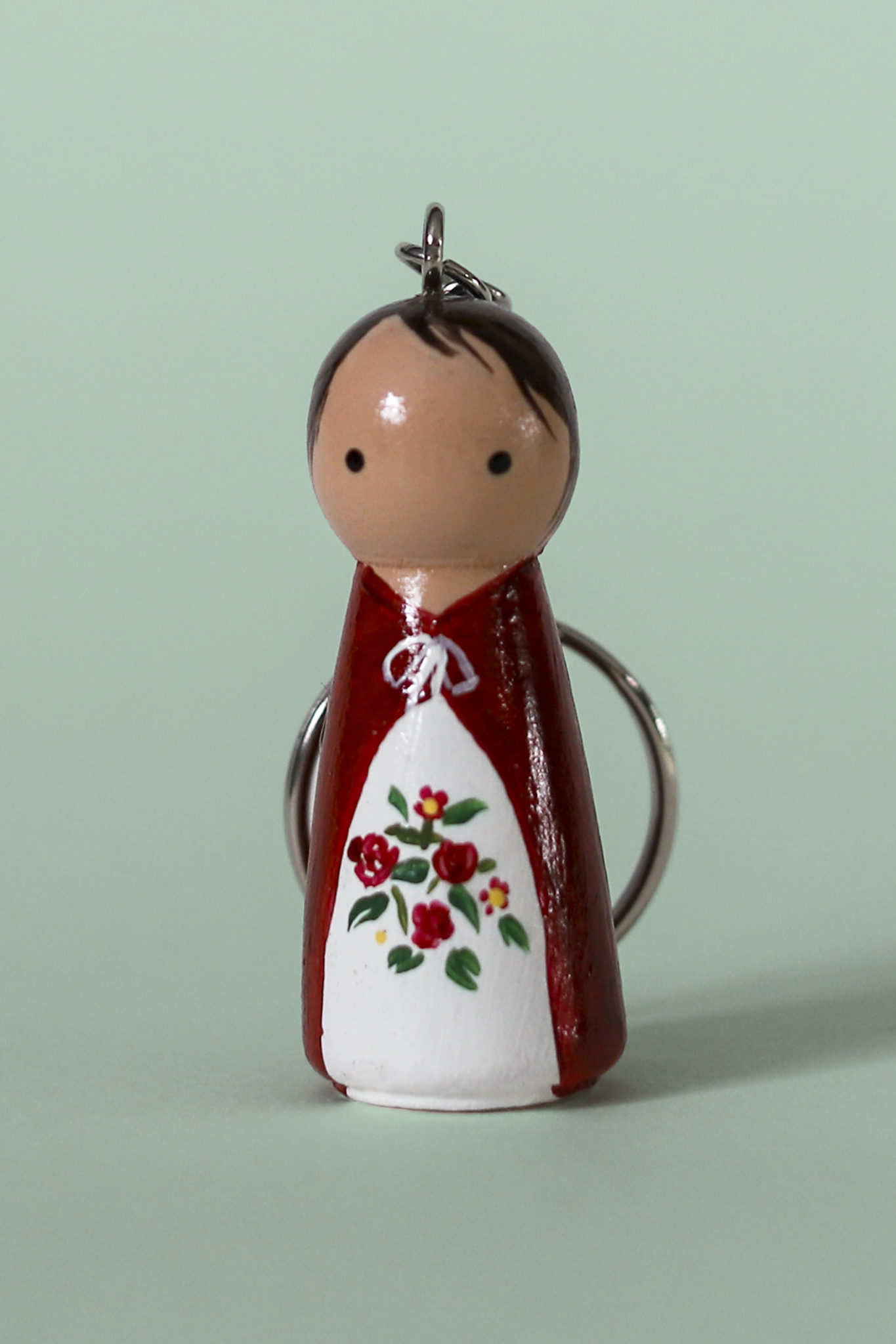 Garden Girl Key Chain Handpainted - Wooden Flower Keychain