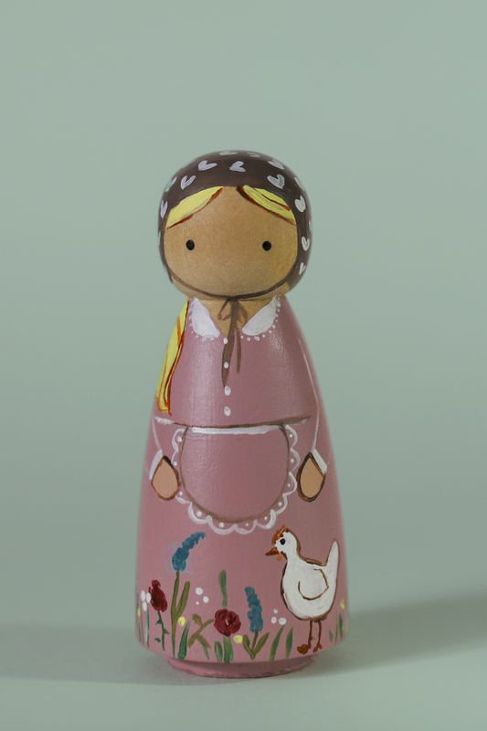 Handpainted Garden Girls - 3.5" Wooden Dolls Artisan Collectibles